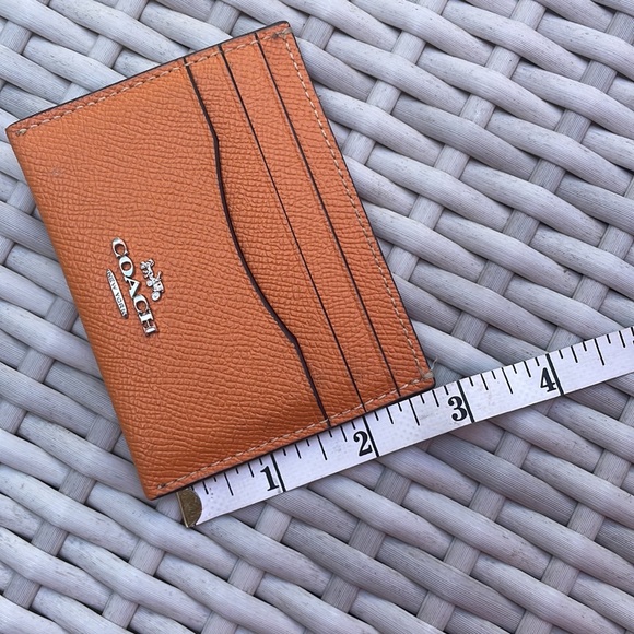 COACH Slim Id Card Case- Silver/Bright Mandarin - Picture 6 of 9